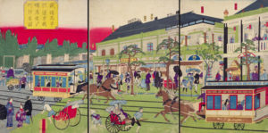 鉄道馬車往復京橋煉瓦造ヨリ竹河岸図（国立国会図書館蔵）